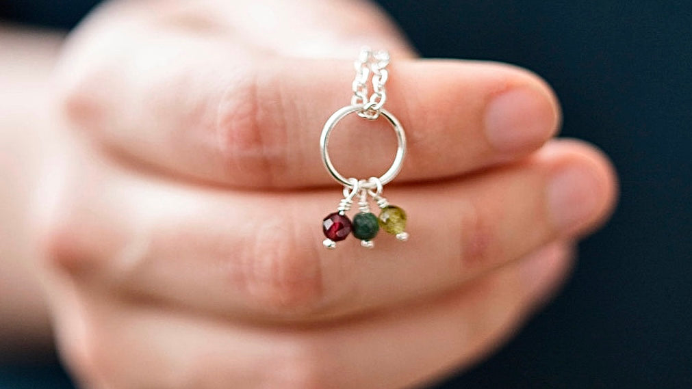 Sterling Silver Family Birthstone Necklace | Hurleyburley