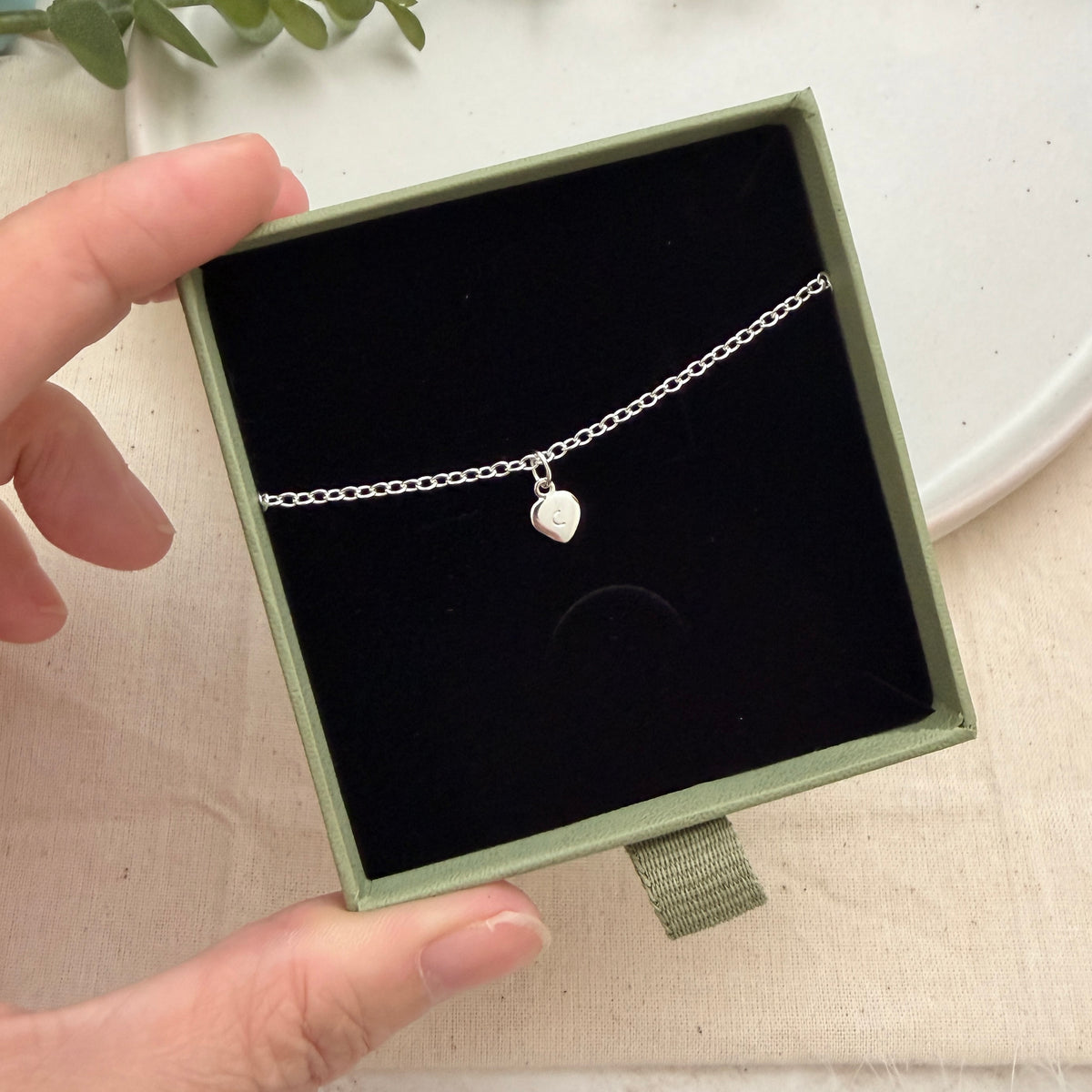 Sterling Silver Initial Chain Bracelet, Dainty Personalised Jewellery for women