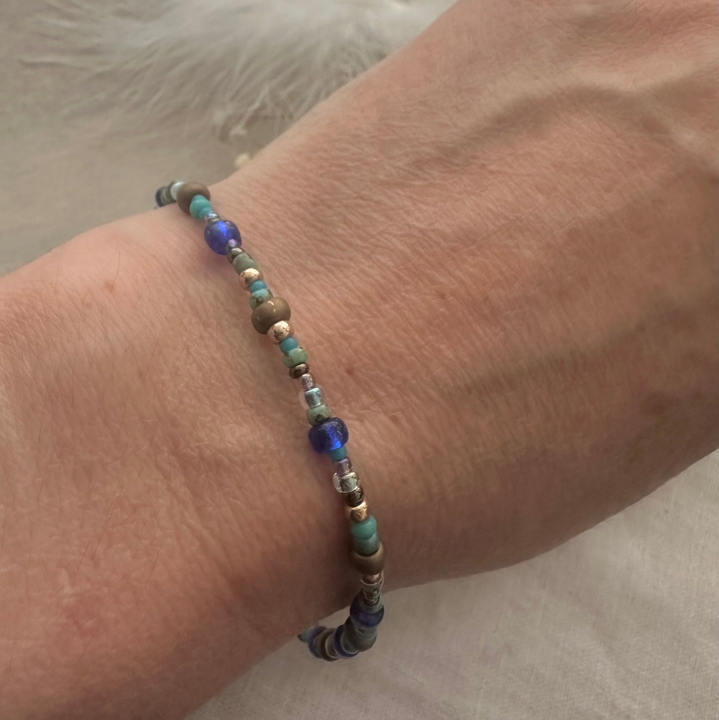 Beach blues Bracelet with seed beads