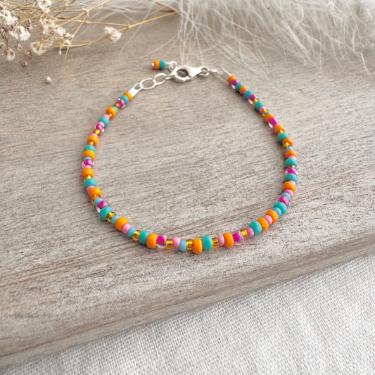 Sample Bracelet size small/med orange/aqua
