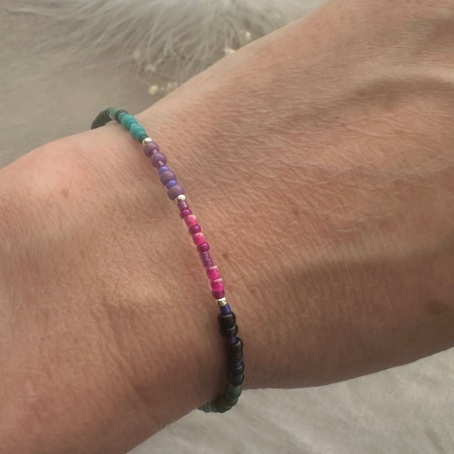 Colour block Bracelet with seed beads