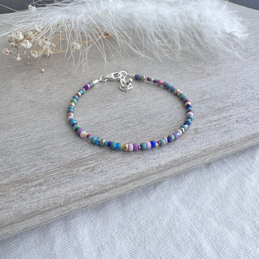 Sample Bracelet size medium purple pink blue light