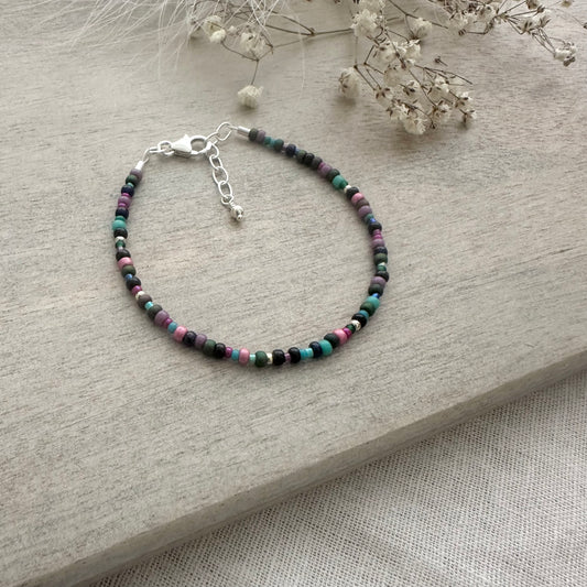 Black and colourful Bracelet with seed beads