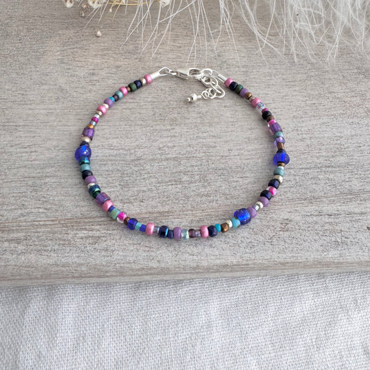 Sample Bracelet size medium purple pink blue mid colour