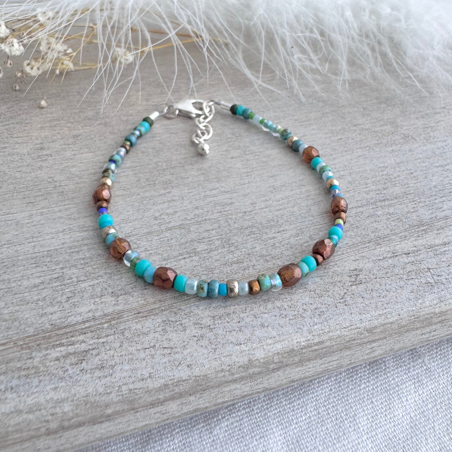 Sample Bracelet size medium brown teal