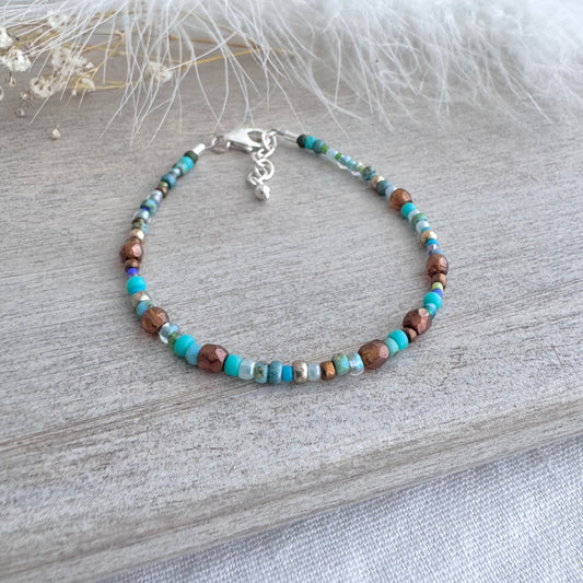 Sample Bracelet size medium brown teal