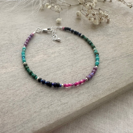 Colour block Bracelet with seed beads