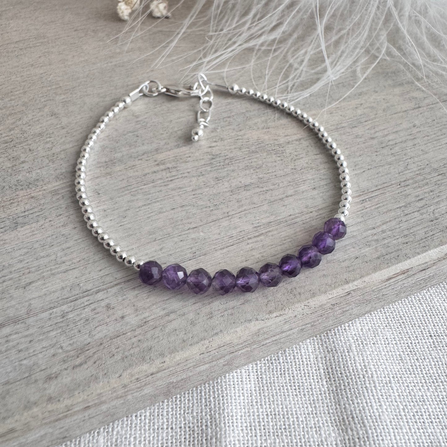 Dainty Amethyst Bracelet, February Birthstone