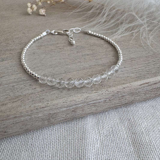 Dainty crystal quartz bracelet, April Birthstone bracelet