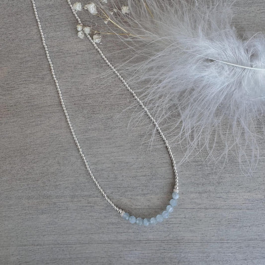 Beaded Birthstone Necklace in Gemstones and Sterling Silver