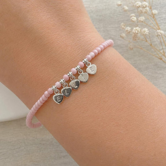 Beaded Name Bracelet personalised minimalist jewellery, Birthday Gift Idea for Women with seed beads