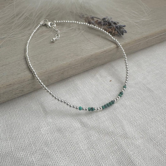 Green Turquoise Anklet, Gemstone Ankle Bracelet Jewellery with December Birthstone