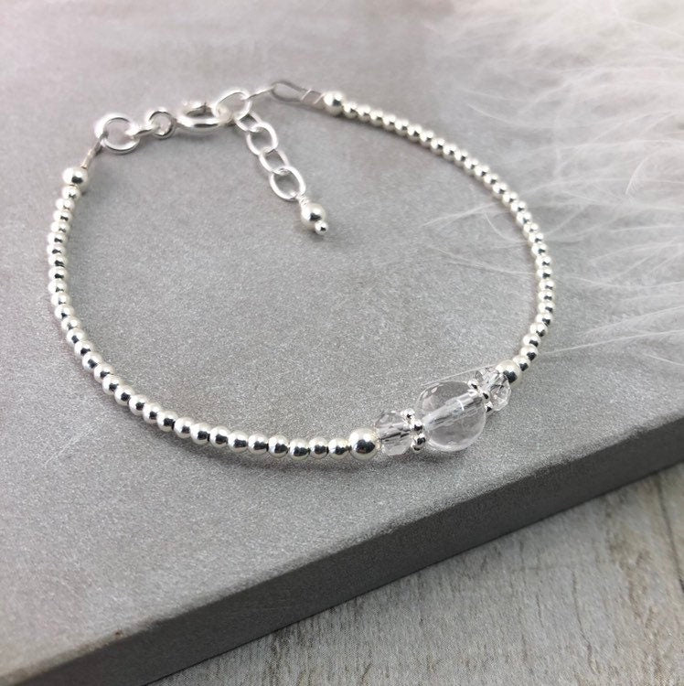 Clear Quartz Bracelet, April Birthstone