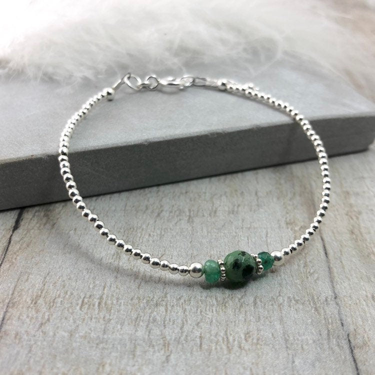 Emerald & Zoisite Bracelet, May Birthstone