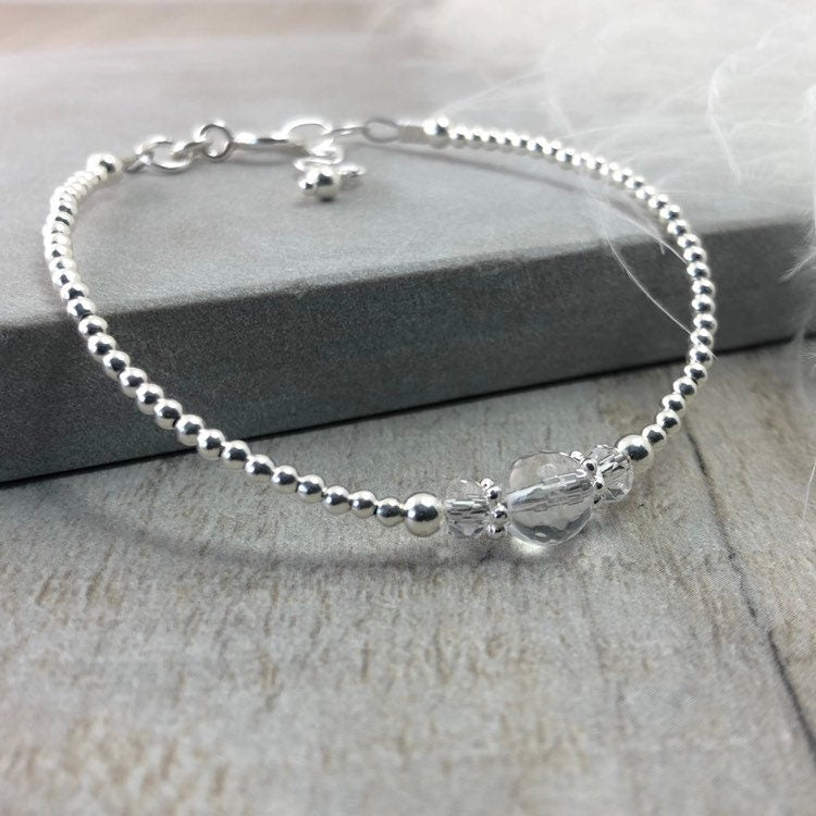 Clear Quartz Bracelet, April Birthstone