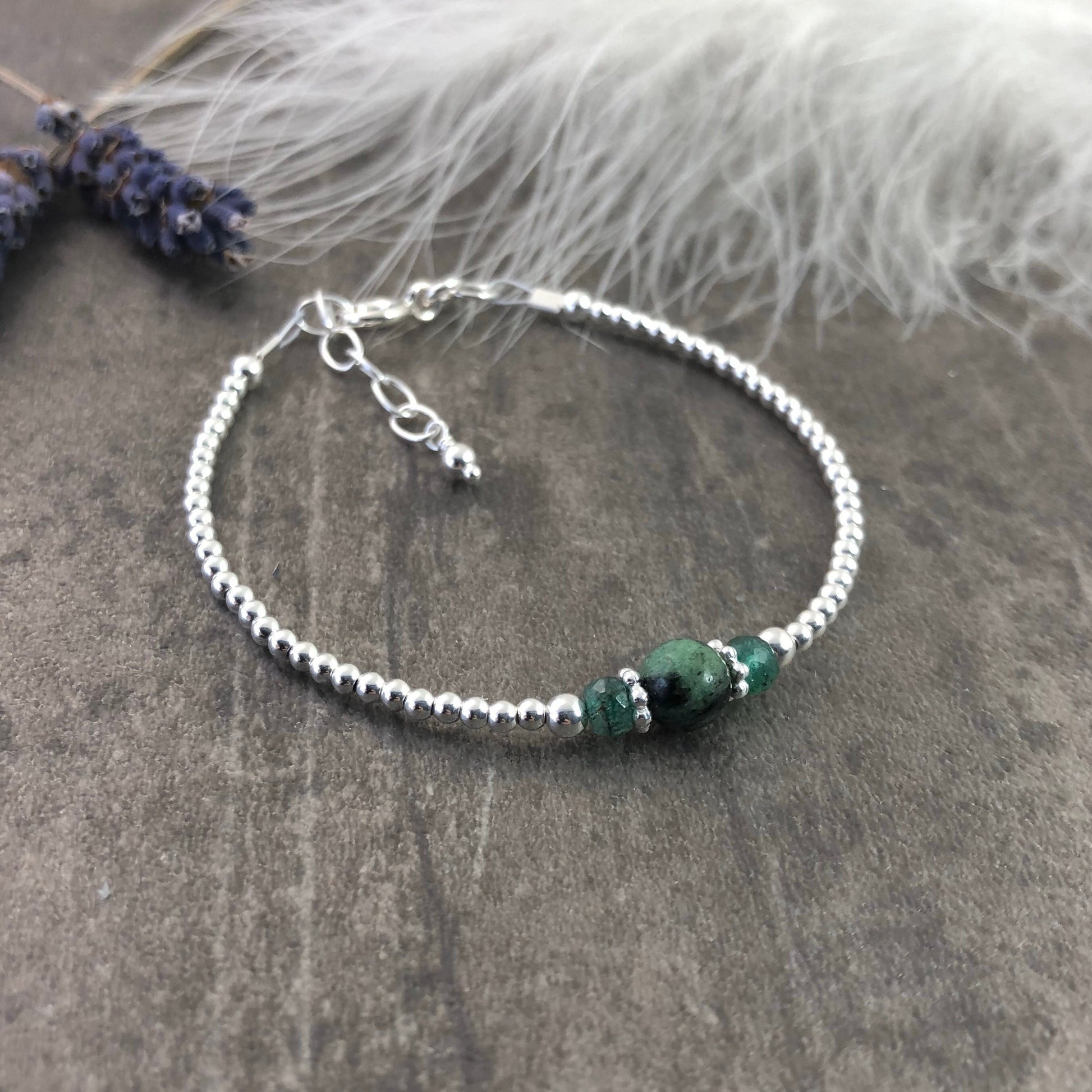 Emerald & Zoisite Bracelet, May Birthstone