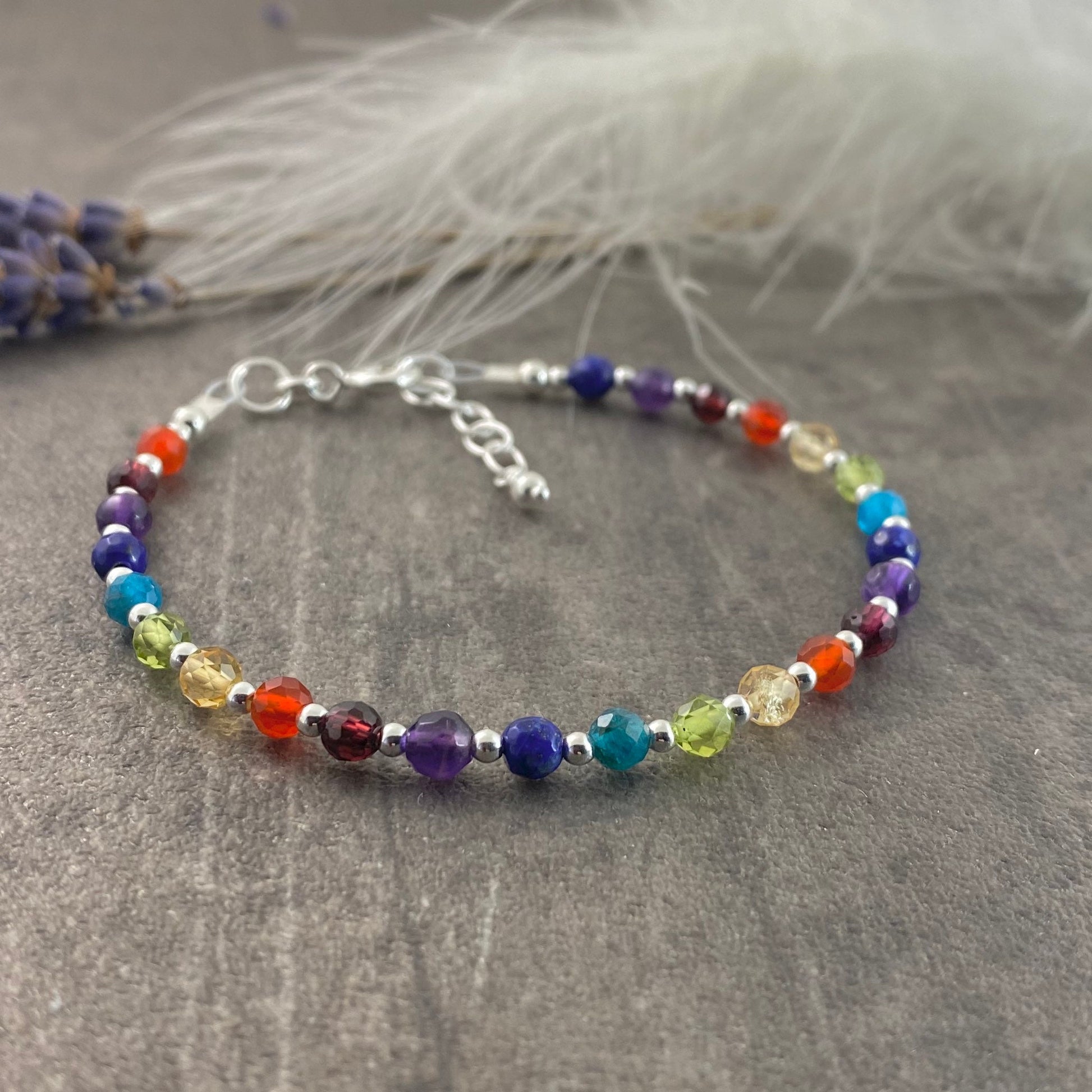 Rainbow Beaded Bracelet with sterling silver and gemstones nft