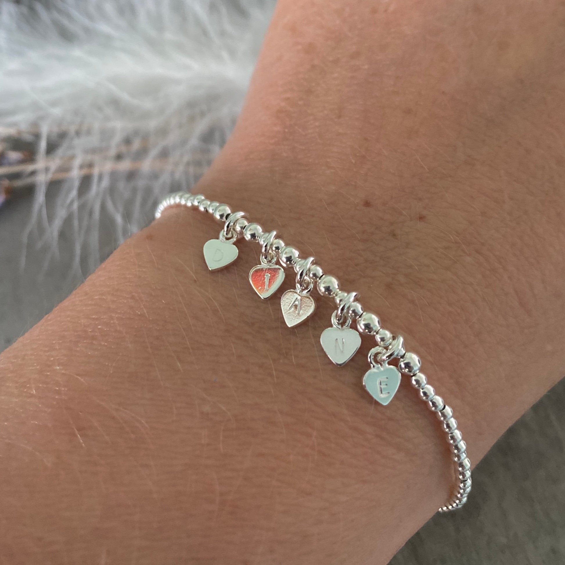 Sterling silver Bracelet with initials, Delicate Personalised Jewellery for mums