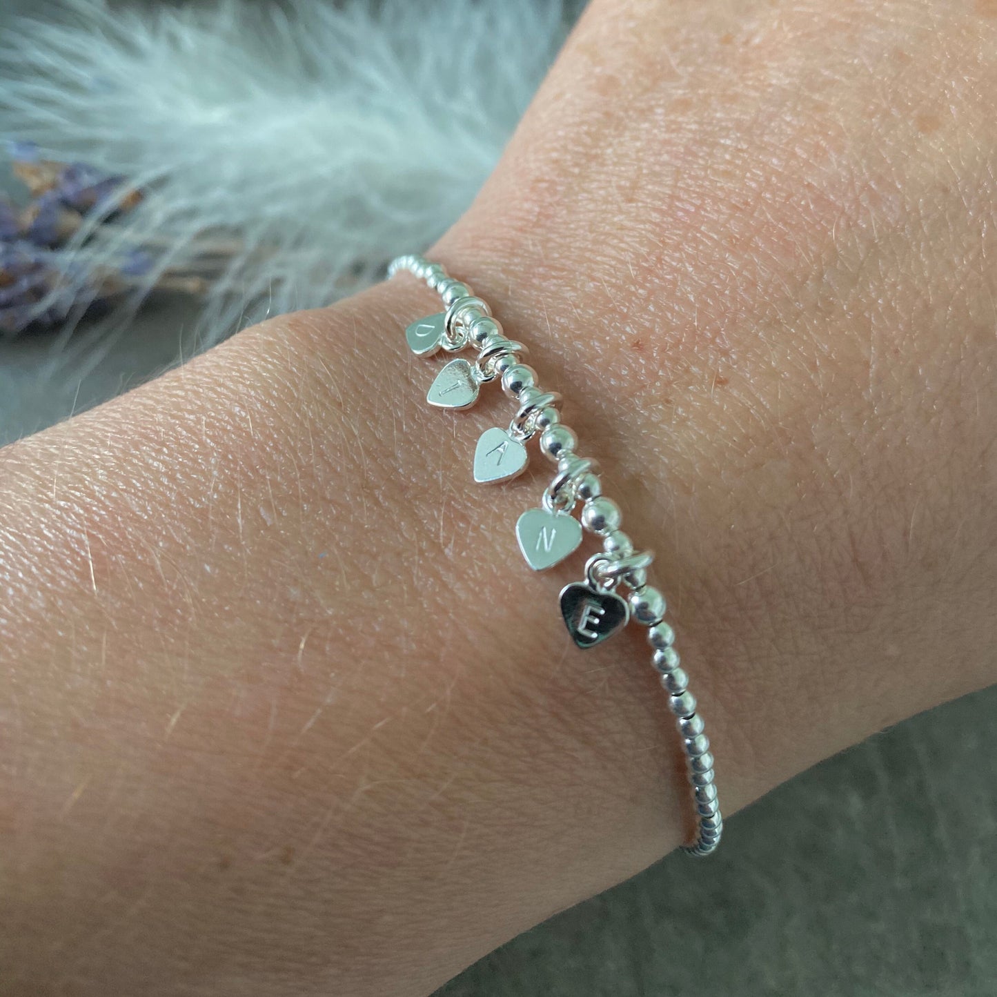 Sterling silver Bracelet with initials, Delicate Personalised Jewellery for mums