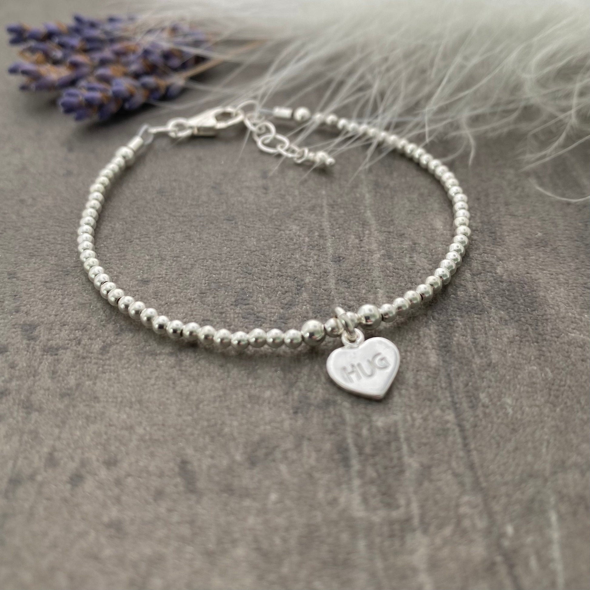 Dainty HUG Bracelet in Sterling Silver, Lockdown Gifts for Loved ones