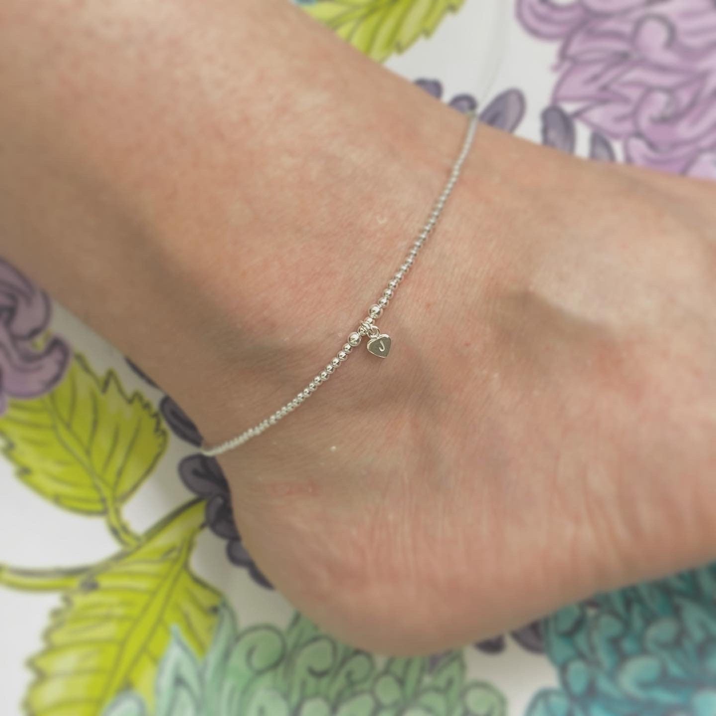 Personalised Anklet Sterling Silver Heart Initial Ankle Bracelet, Anklets for women