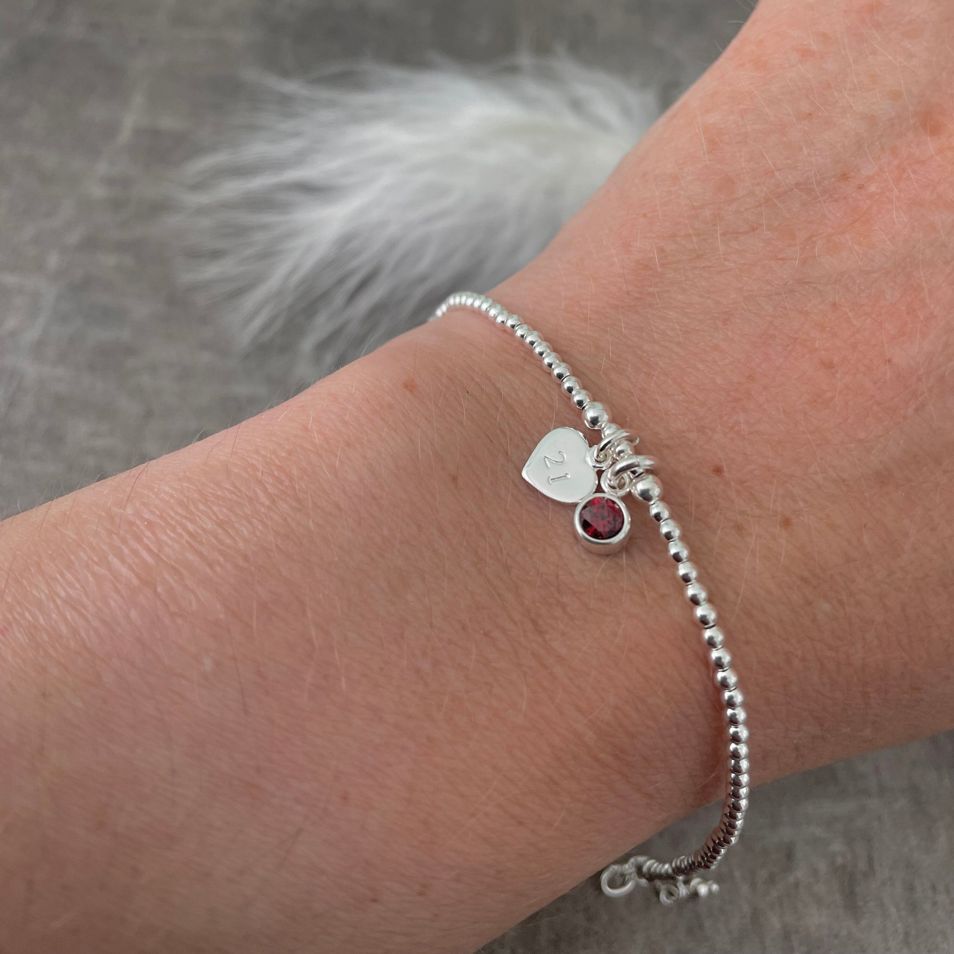 21st Birthday Milestone Gift, Dainty Bracelet with Cubic Zirconia Birthstone