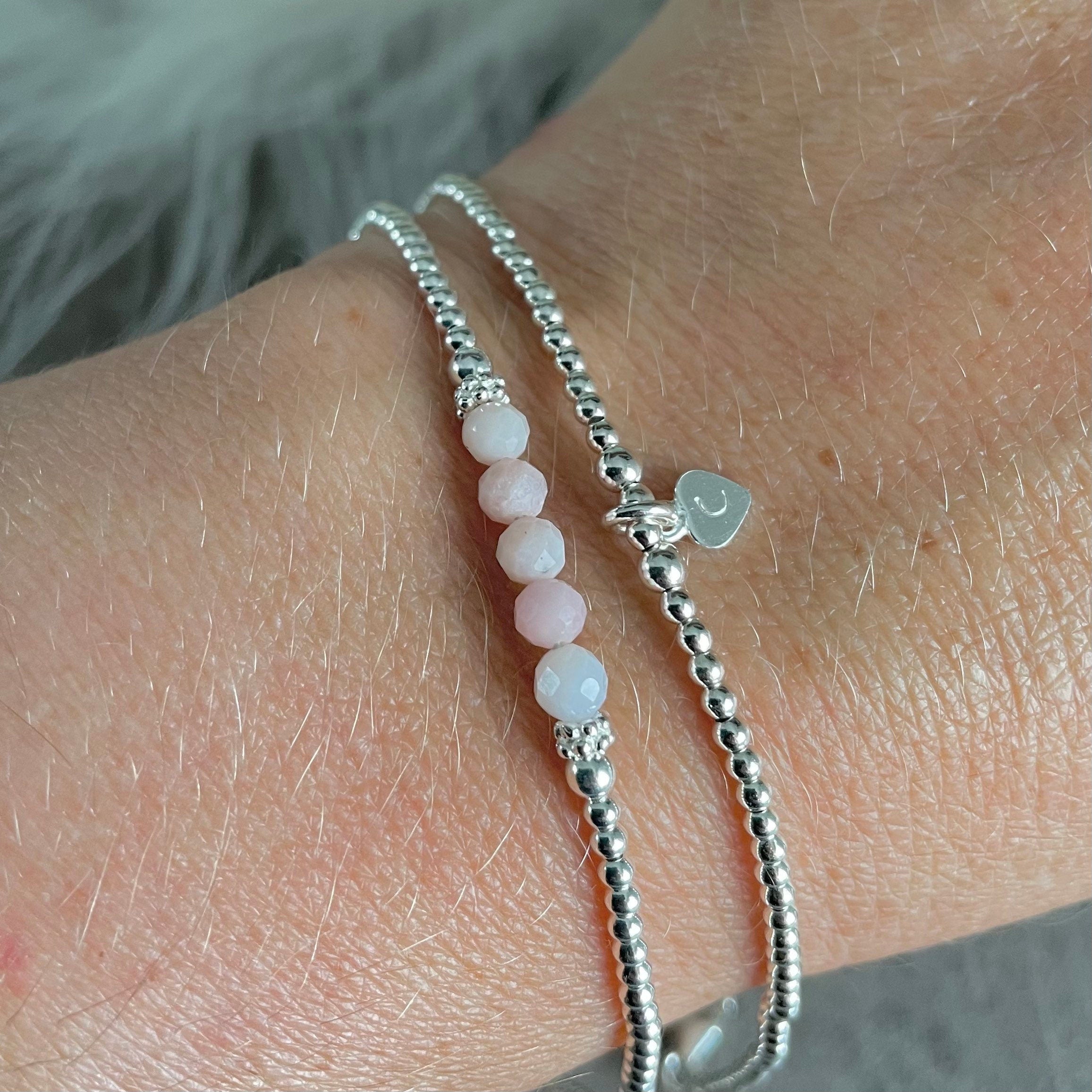 Pink Opal Bead Bracelet with Diamond Bezels – Meira T Boutique