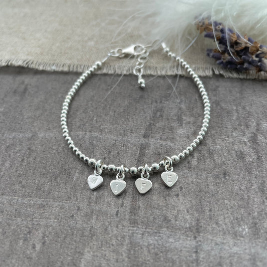 Dainty Wife Bracelet with heart charms, Valentines Gift for Wife