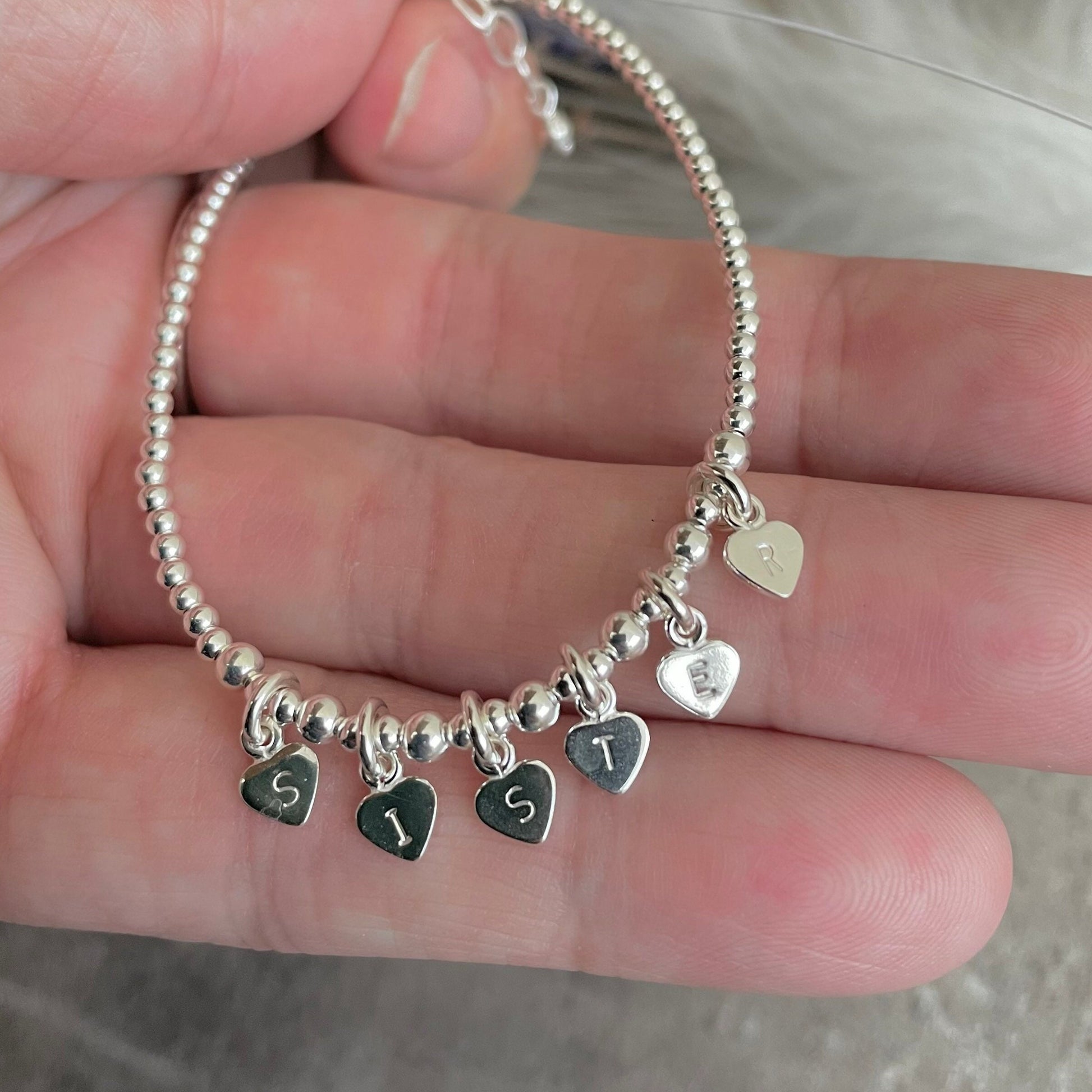 Dainty Sister Charm Bracelet, Birthday Gift for sister
