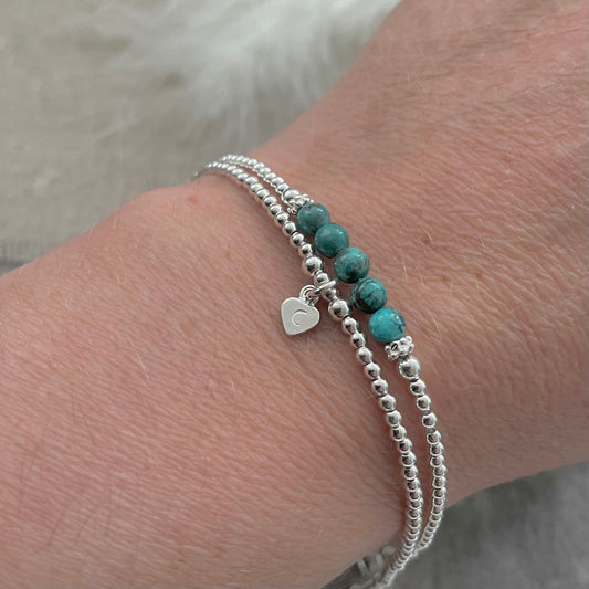 Personalised Turquoise Bracelet Set, December Birthstone Jewellery
