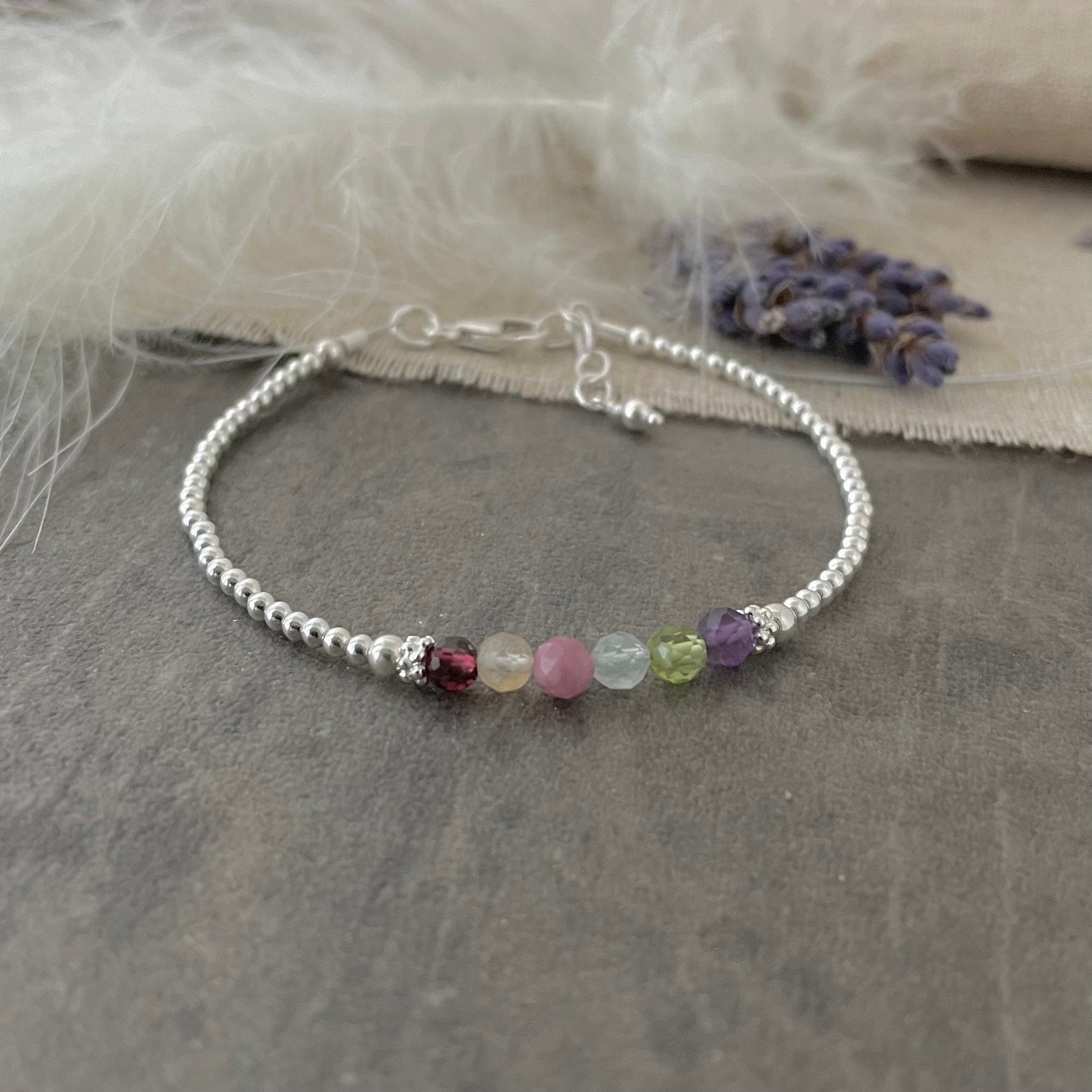 Mothers Birthstone Bracelet, Family Birthstone Jewellery for Mothers Day in Sterling Silver nft