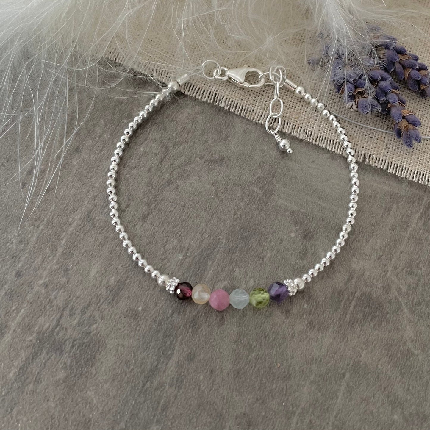 Mothers Birthstone Bracelet, Family Birthstone Jewellery for Mothers Day in Sterling Silver nft