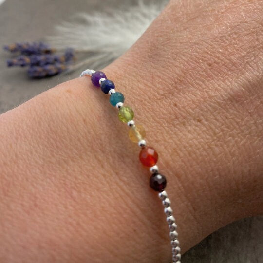Dainty Bracelet with rainbow gemstones stacking bracelet, jewellery nft