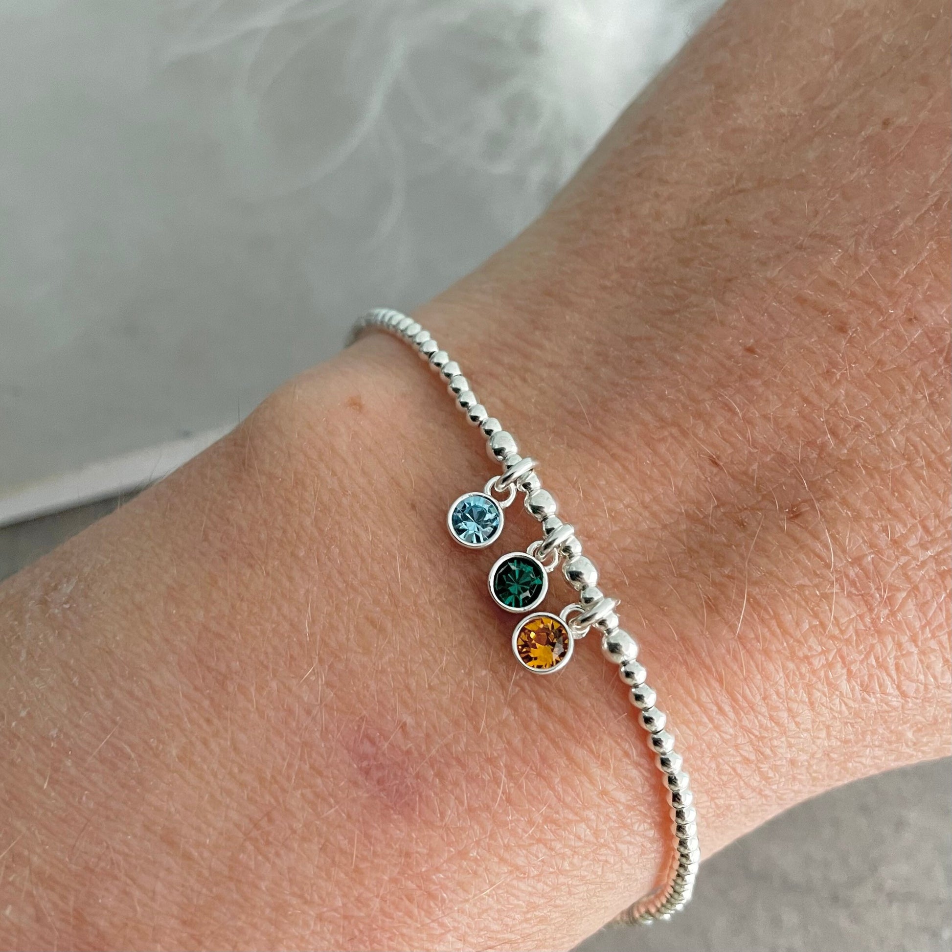 Crystal Birthstone Bracelet For Mums Christmas Gift, Family Birthstone Jewellery