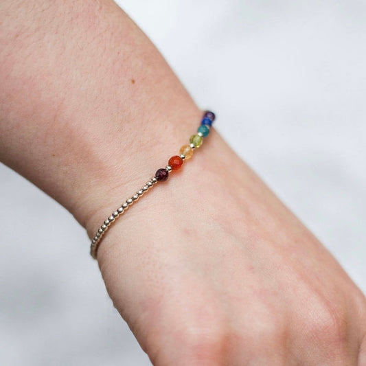 Dainty Bracelet with rainbow gemstones stacking bracelet, jewellery nft