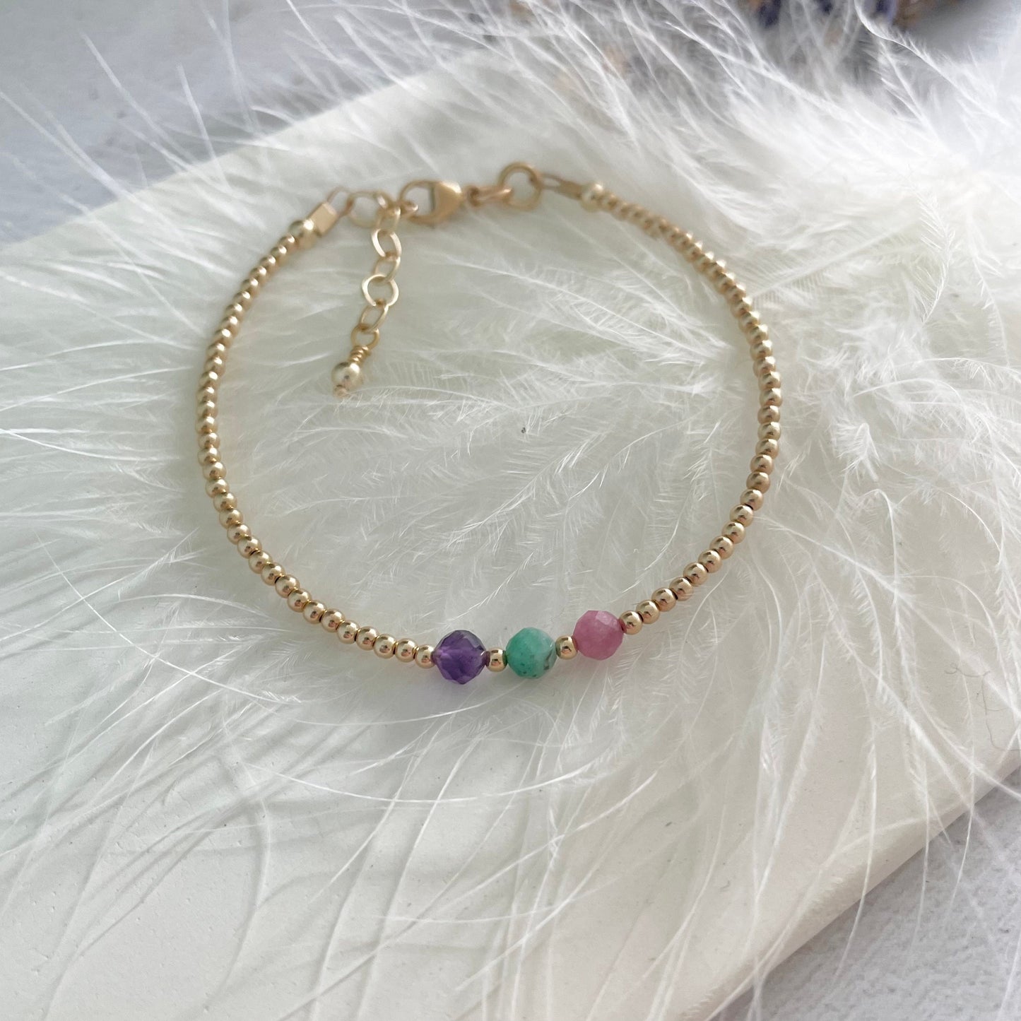 Gold Birthstone Bracelet, Family Birthstones