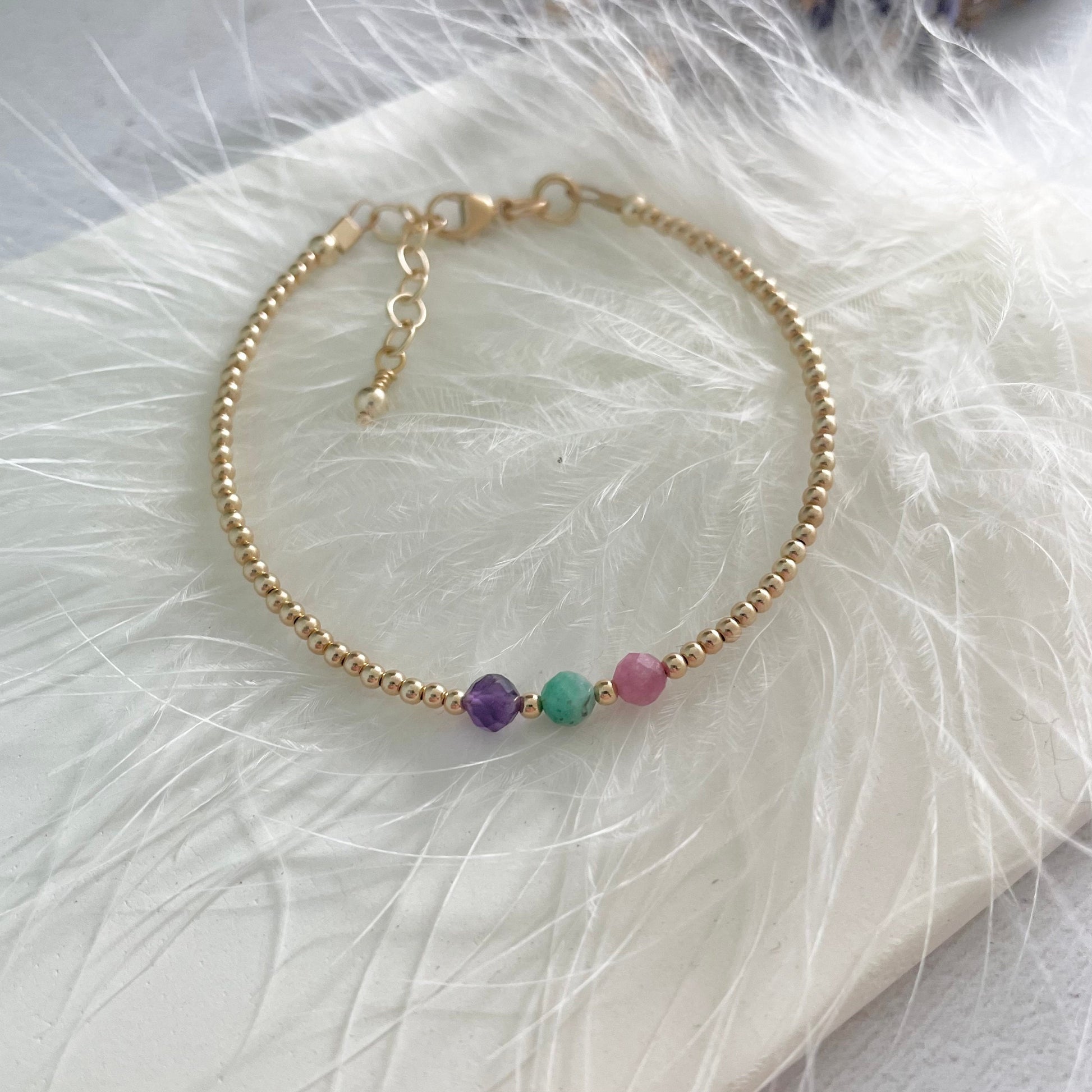 Gold Birthstone Bracelet, Family Birthstones
