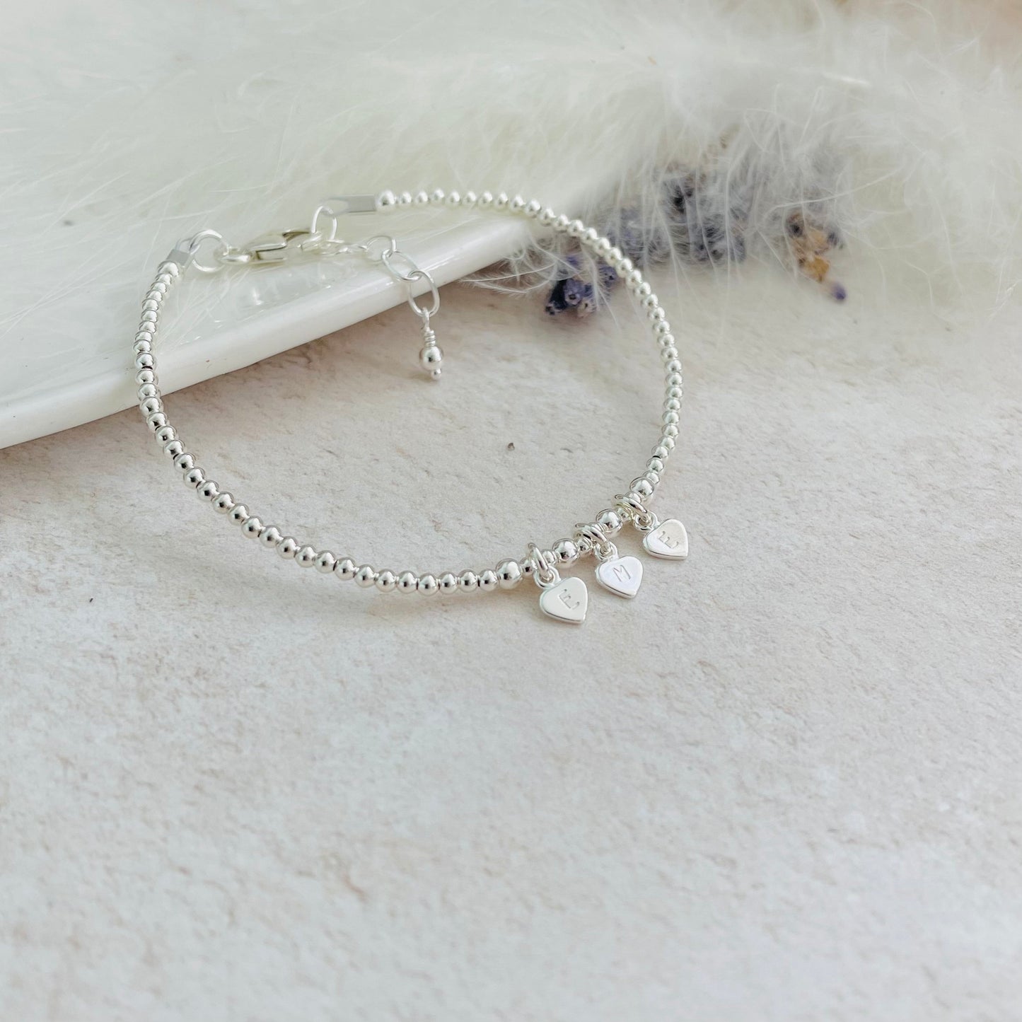 Dainty Personalised Bracelet with Family Initials in Sterling Silver
