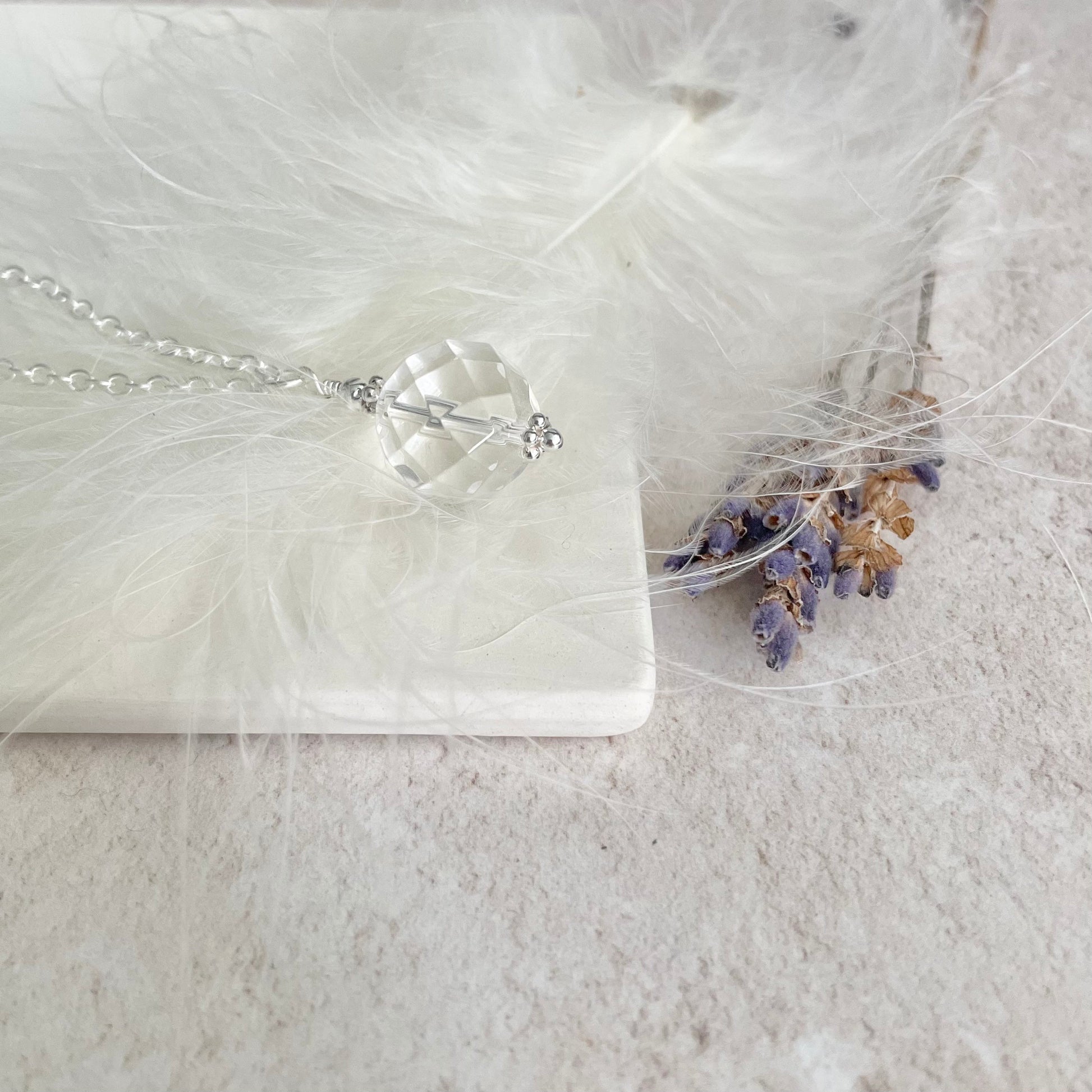 Clear Quartz necklace, april birthstone