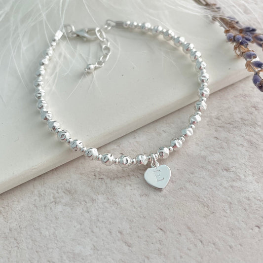 Personalised Heart Charm Bracelet, Sterling Silver bracelet nft