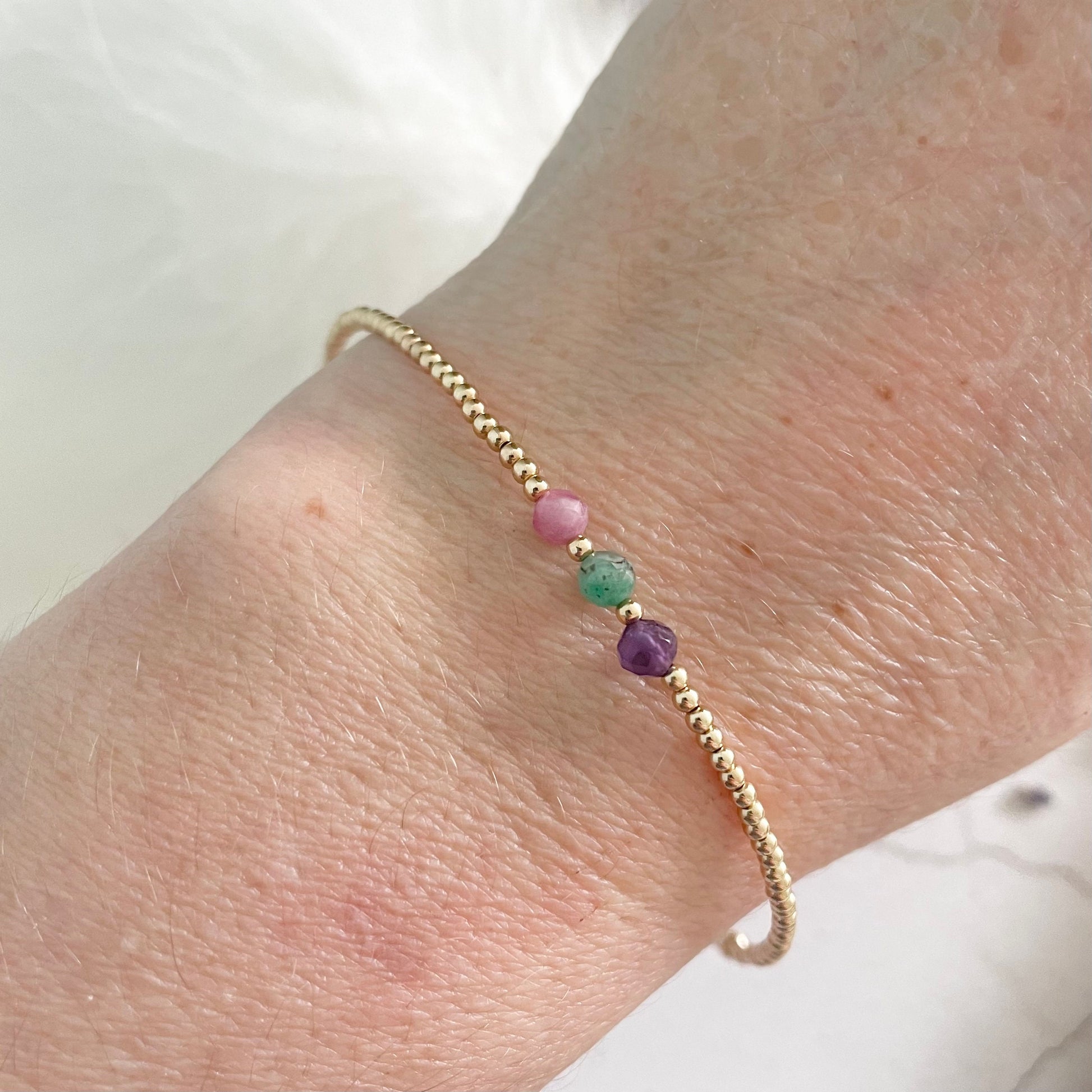 Gold Birthstone Bracelet, Family Birthstones