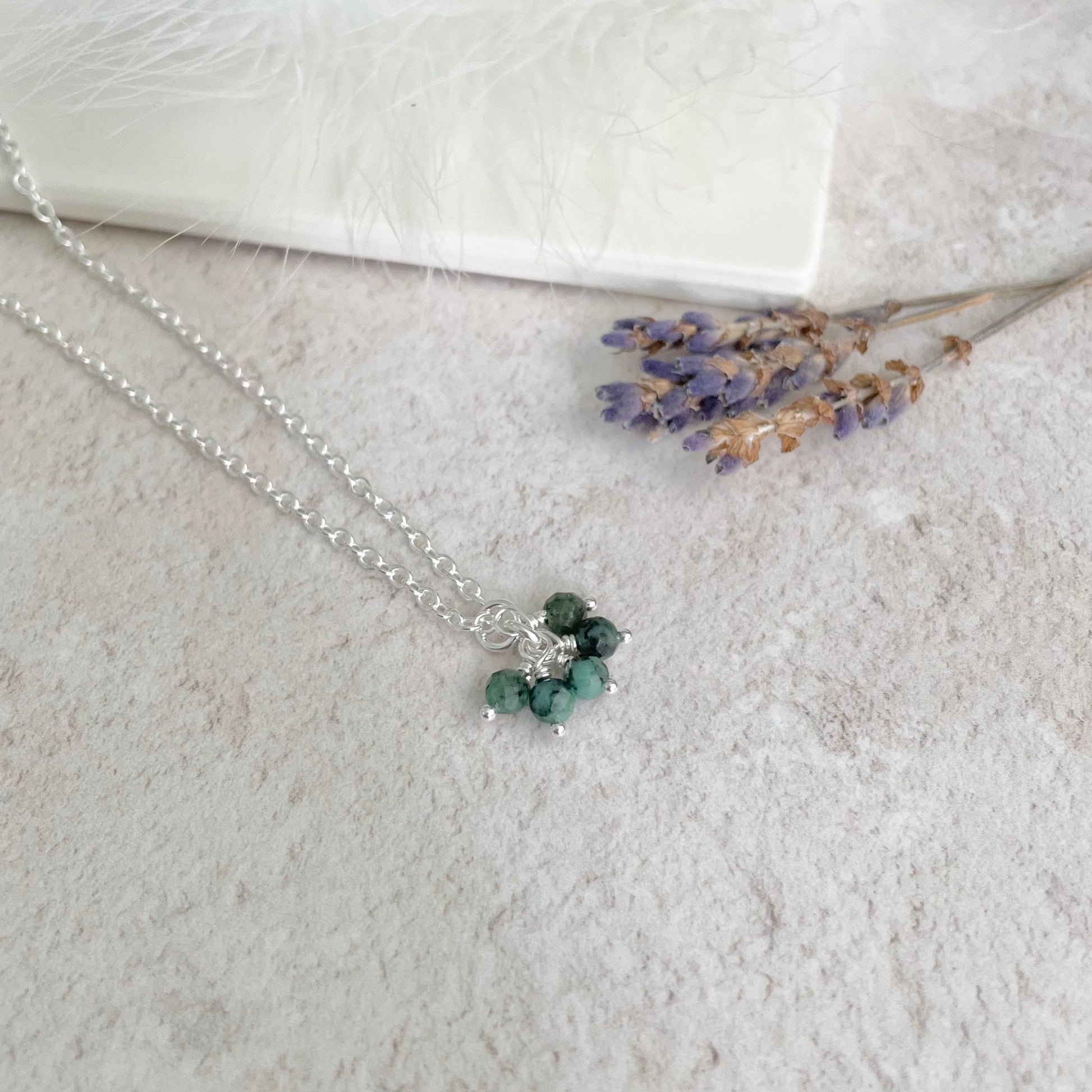 Dainty Emerald Necklace, May Birthstone
