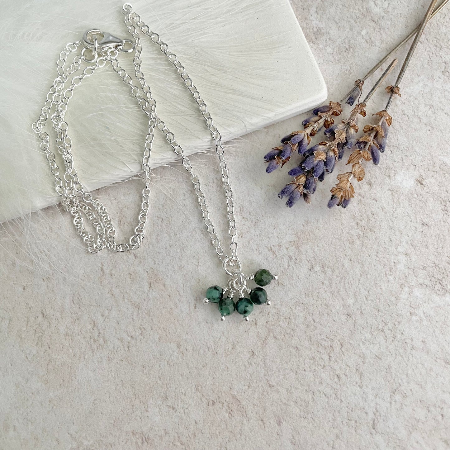 Dainty Emerald Necklace, May Birthstone