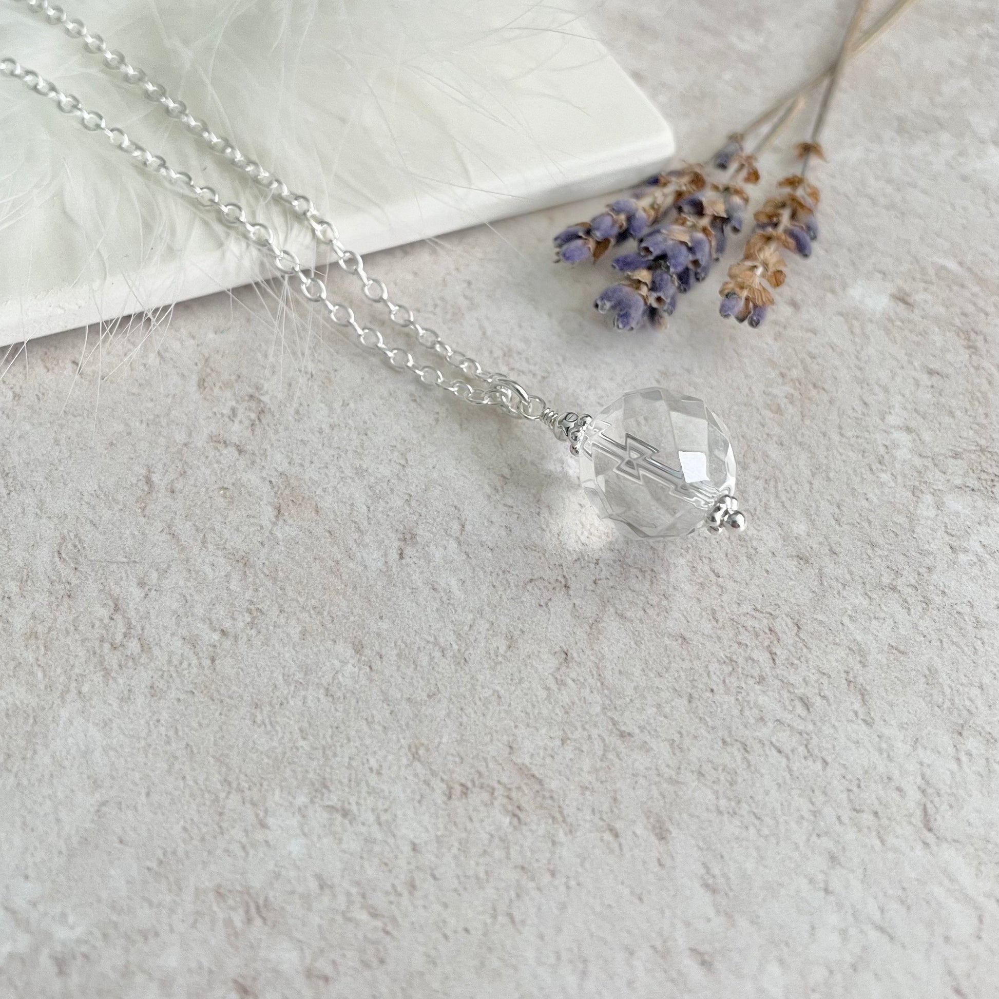 Clear Quartz necklace, april birthstone