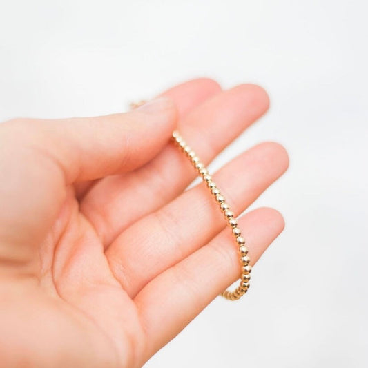 Dainty 3mm Gold Filled Beaded Bracelet, Gold Fill Bead Jewellery