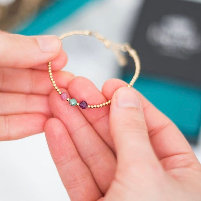Gold Birthstone Bracelet, Family Birthstones