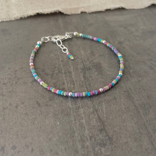 Thin Pastel Colours Bracelet with seed beads pastel colours