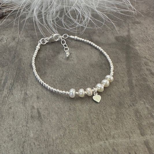Personalised Pearl Bracelet, Dainty June Birthstone Jewellery in Sterling Silver nft