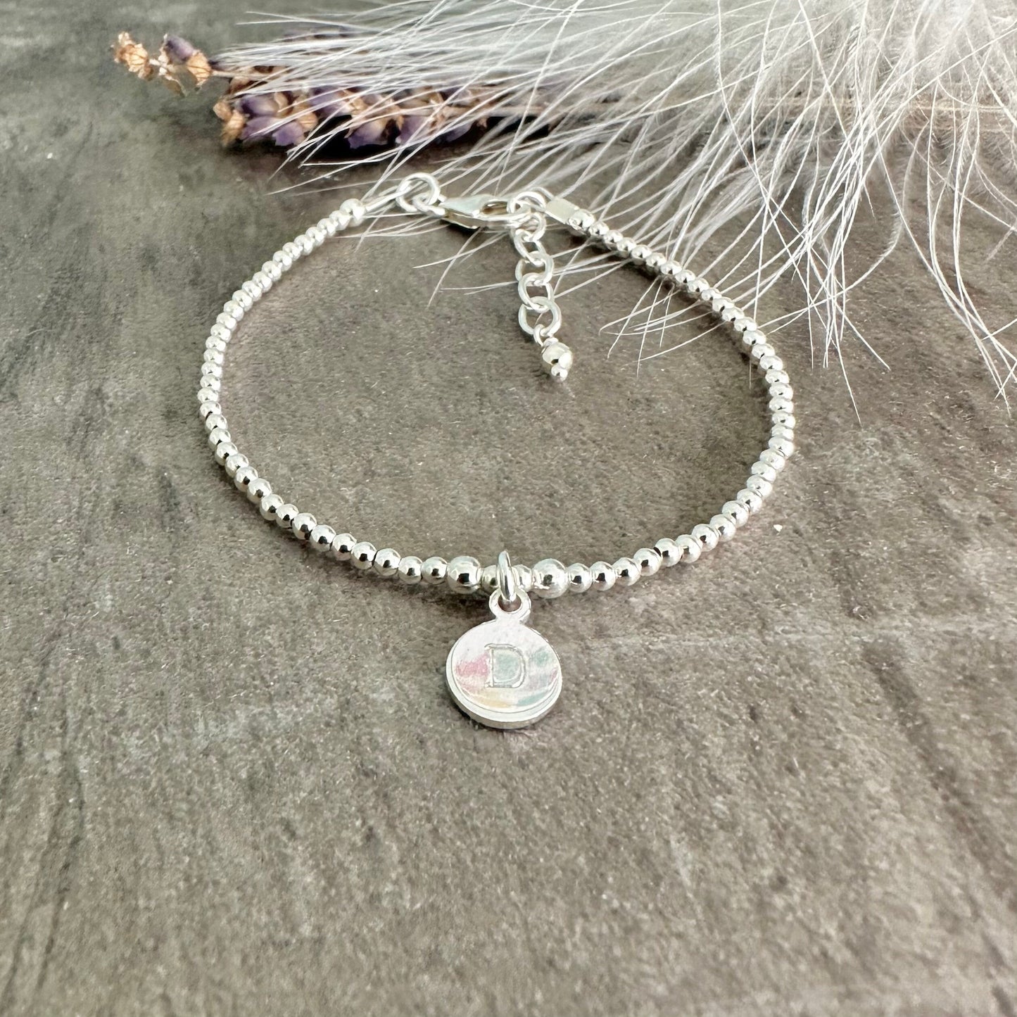 Silver Disc Bracelet, sterling silver dainty personalised Jewellery