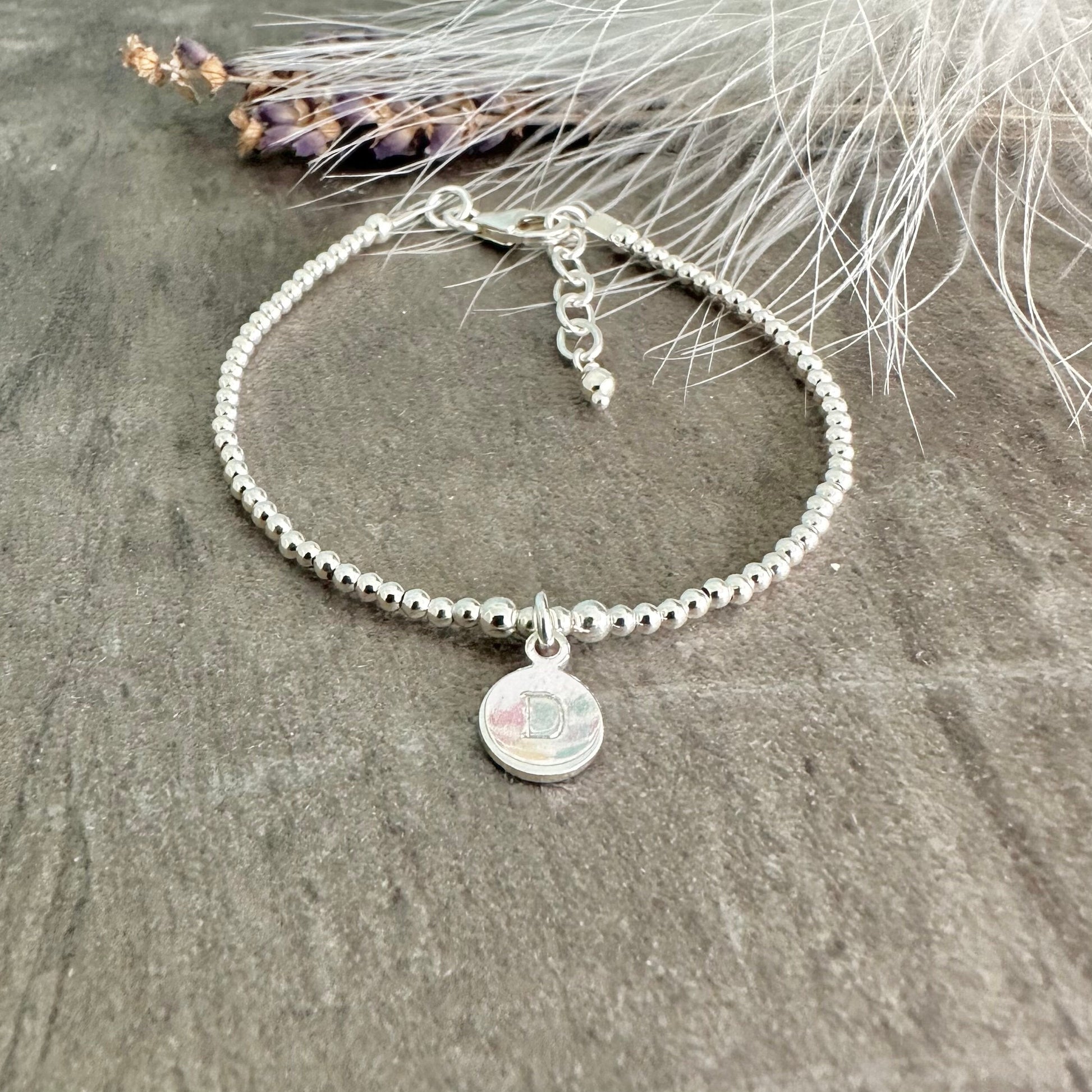 Silver Disc Bracelet, sterling silver dainty personalised Jewellery